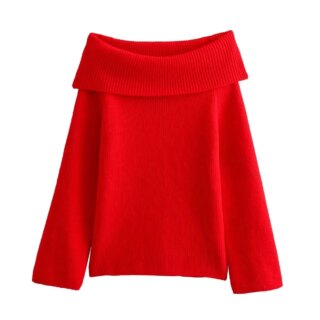 Pull long avec épaules dénudées pour femme