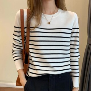 Pull décontracté marinière chic pour femme