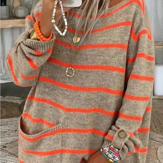 Pull rayé coloré col bateau pour femme