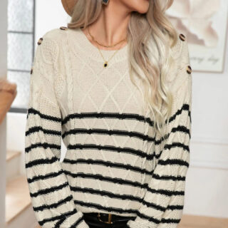 Pull marinière ample à manches longues pour femme