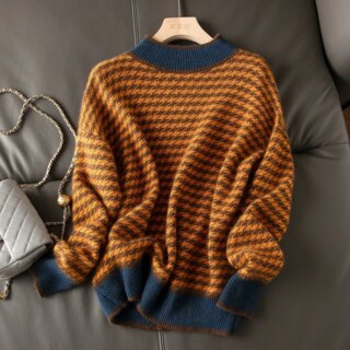 Pull vintage femme pied de poule