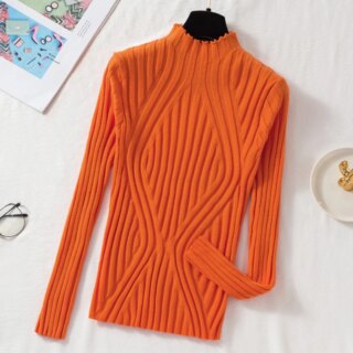 Pull orange style chaussette avec torsades