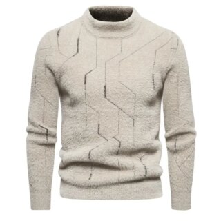 Pull beige épais d'hiver style norvégien pour homme