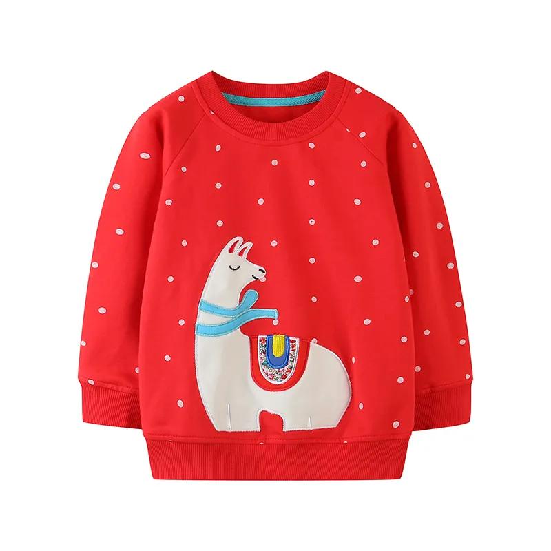 pull rouge fille motif lama alpaga