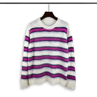 Pull en tricot rayé ample à col rond pour homme